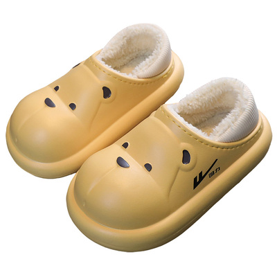 回力儿童拖鞋男童冬季室内外穿防水卡通小熊包跟棉拖鞋居家用防滑