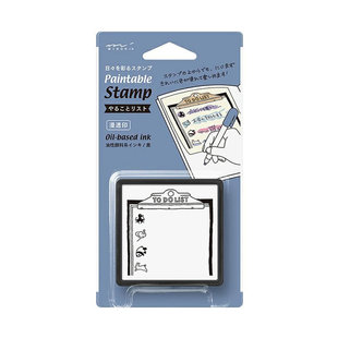 日本midori填色浸透印章 清新手绘图案ToDoList打卡猫咪手账印章