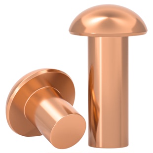 国标纯紫铜全铜敲击式实心圆头铆钉半圆头元帽铜钉M2M3M4M5M6M8mm