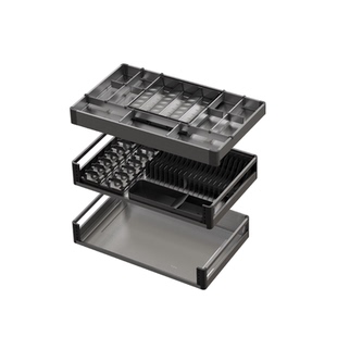 悍高L4.0系列厨房拉篮三层抽屉式碗篮304不锈钢橱柜碗架内置碗柜