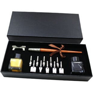 蘸水笔礼盒沾水笔阿拉伯文藏文书法笔金色墨水笔尖套装鸭嘴平行笔