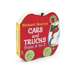 From A to Z 0-3岁宝宝 字母入门纸板书 英文原版绘本读物 Richard Scarrys Cars and Trucks  理查德斯凯瑞 单词学习字典 赠