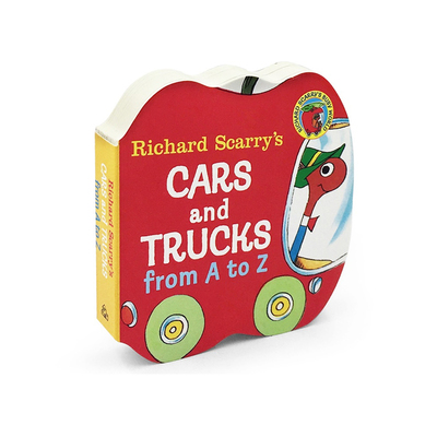 From A to Z 0-3岁宝宝 字母入门纸板书 英文原版绘本读物 Richard Scarrys Cars and Trucks  理查德斯凯瑞 单词学习字典 赠