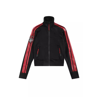 y2k亚文化立领外套女秋冬新款条纹拼接夹克显瘦vintage视觉系上衣