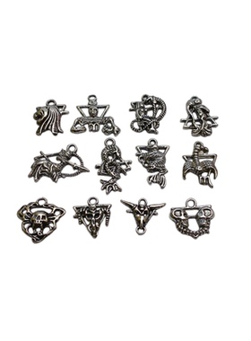 藏银饰品复古十二星座吊坠挂件合金12星座吊坠项链diy男女礼物