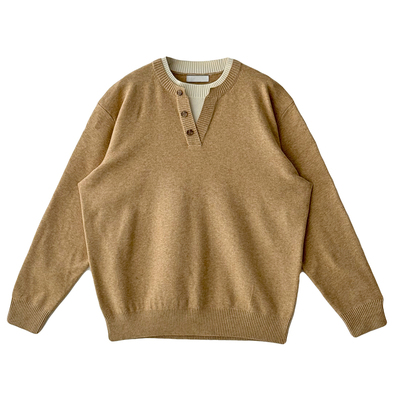 NickTian假两件亨利领针织衫