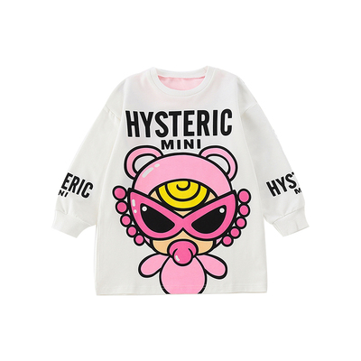 网红亲子装母女装洋气春秋中长卫衣2025女童宽松冬加绒加厚连衣裙