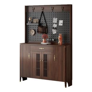 鞋柜实木家用门口挂衣架一体衣帽架入户玄关柜新中式储物柜隔断柜