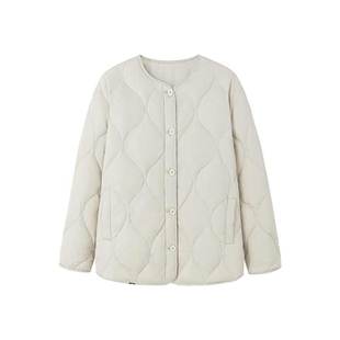 羽绒服女冬季新款圆领轻薄羽绒服短款菱格羽绒服白色保暖小个子