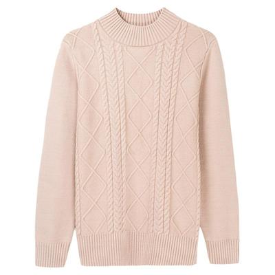 恒源祥杏色半高领针织衫女毛衣加