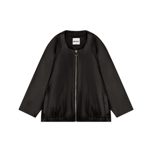 Amybaby女童套装春季2025新款复古高级感百搭机车皮衣外套百褶裙