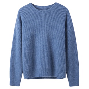 华夫格编织！圆领羊绒衫女100%纯羊绒宽松毛衣套头加厚宽松秋冬