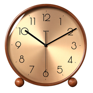 中古风实木座钟家用客厅2026新款台式静音老人时钟表摆放桌面摆件