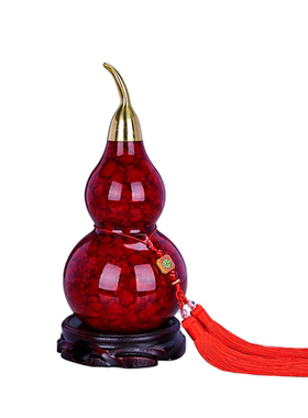 铜葫芦红色光面葫芦摆件进宝吉祥
