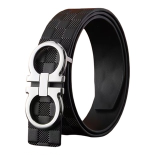 酷奇豆皮带男士真皮平滑扣腰带高档钢扣韩版时尚百搭头层牛皮裤带