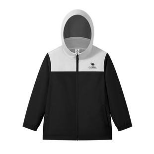 小骆驼儿童外套秋季2025新款防泼水连帽户外女童登山服男童滑雪服