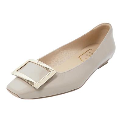 金属方扣低跟单鞋康莉浅口单鞋