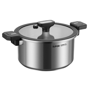 苏泊尔汤锅家用微压锅加厚304不锈钢加深大容量双耳锅电磁炉通用