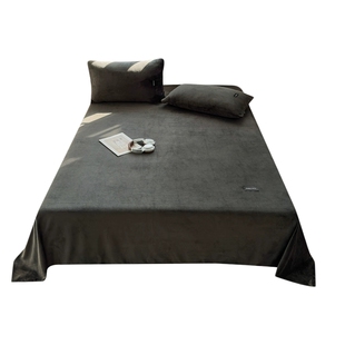 冬天男生牛奶绒床单冬季保暖纯色学生宿舍单人床加绒加厚被单毛毯