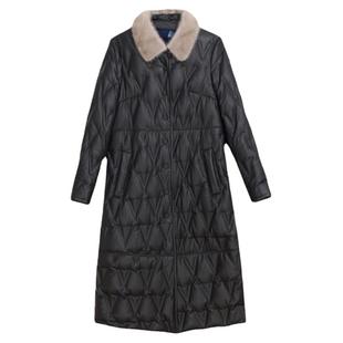 真皮羽绒服女中长款2025新款冬季绵羊皮皮衣水貂毛领宽松大码外套
