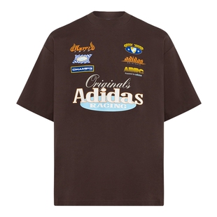 adidas阿迪达斯三叶草赛车风oversized半袖夏男宽松短袖T恤LD6517