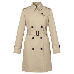 【专柜正品】Hazzys哈吉斯春秋中长款双排扣风衣休闲通勤女士外套