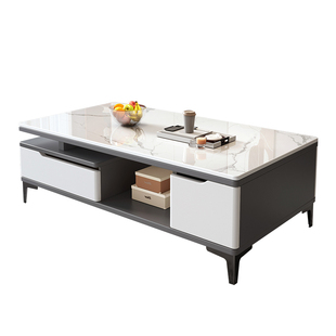 实木岩板茶几桌子客厅家用小户型轻奢高级感现代简约玻璃极简茶台