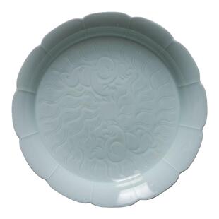 山水一间仿宋餐具婴戏雕刻深盘实用中式餐具家用纯色耐高温盘碟子