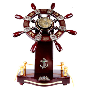 开业礼品领航舵摆件木质舵手船舵落地乔迁送礼办公室客厅装饰舵盘