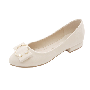 单鞋女粗跟2026新款春秋中年女鞋百搭夏款豆豆鞋软底软皮妈妈鞋子