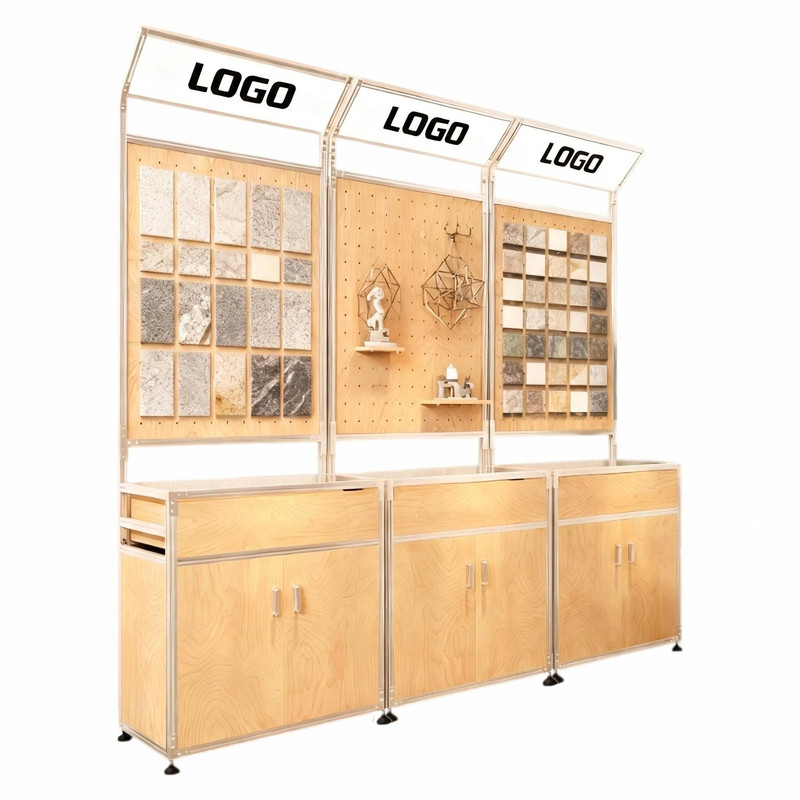 铝型材海洋板洞洞板展示架 展会样品陈列柜文创快闪店展柜带 LOGO