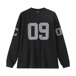 REOCHA热呈25秋冬华夫格长袖t恤美式运动vintage橄榄球服卫衣男