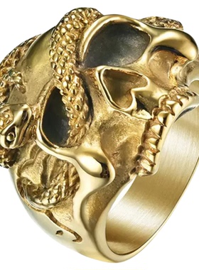 黑骨BLACKBONE777TripleSeven哥特暗黑金蛇银蛇骷髅十字钛钢戒指