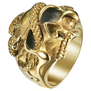 黑骨BLACKBONE777TripleSeven哥特暗黑金蛇银蛇骷髅十字钛钢戒指