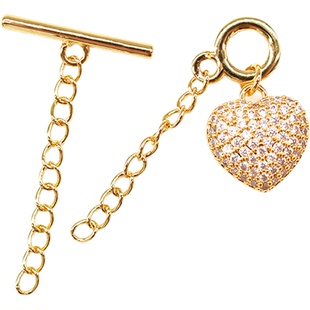 多款满钻铜镀真金手链ot扣 DIY连接圆形扣 项链扣 心形收尾扣配件