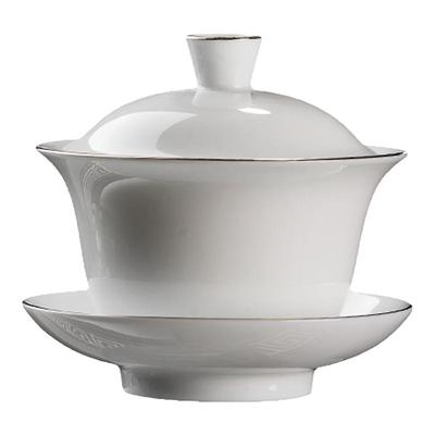 【德化白瓷】羊脂玉盖碗三才茶碗