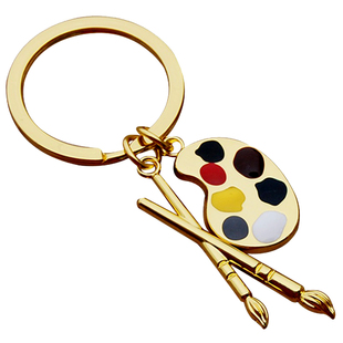 创意调色板画笔钥匙扣绘画艺校美术小礼品钥匙链挂件定制刻字LOGO