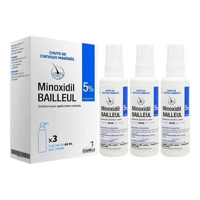 【三瓶装】法国Bailleul巴约尔米诺地尔5%小白管生发液喷雾脱增发