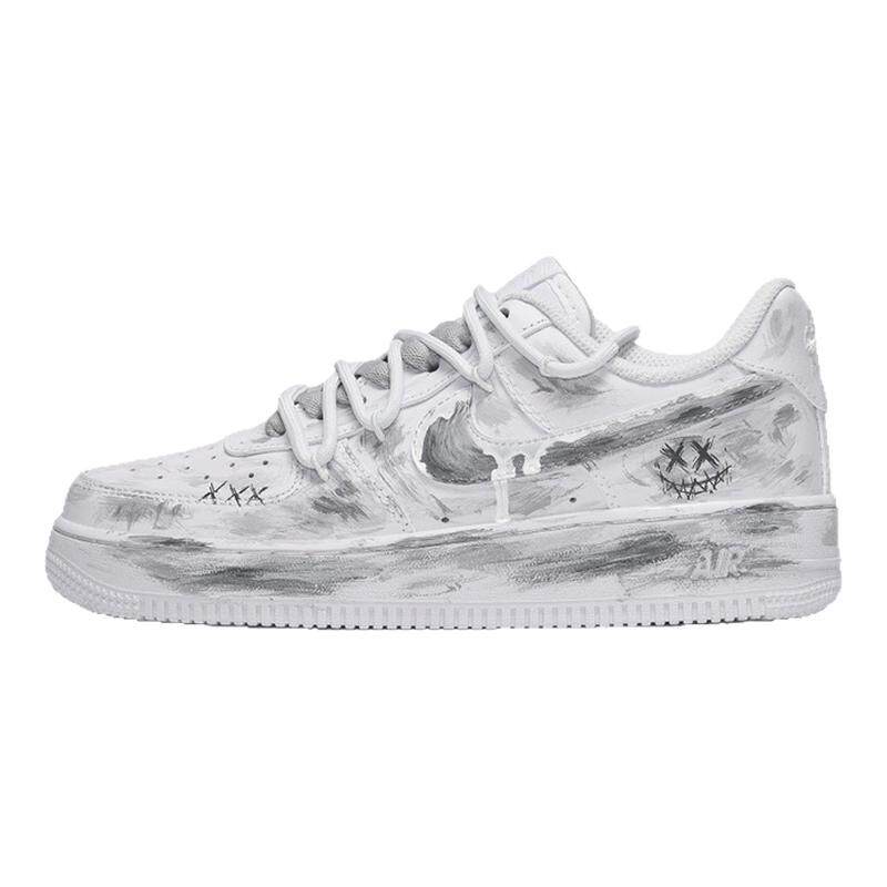 定制球鞋Nike Air Force1 小情绪白灰个性涂鸦小白鞋低帮板鞋男款