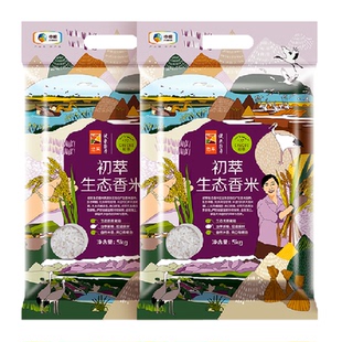 中粮初萃生态香米5kgx2袋东北米五常米种原粮自然米香20斤装