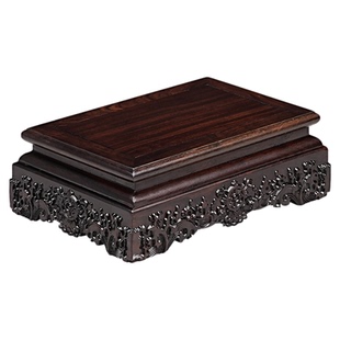 黑檀木长方正方水浪底座花瓶盆景佛像摆件玉石奇石头承重实木托架