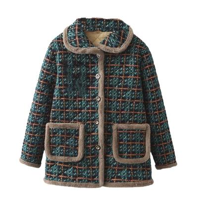 女士夹棉加绒简约碎花保暖棉袄