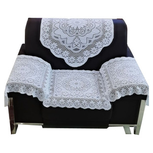 商务会议办公室蕾丝沙发靠背扶手巾美甲接待单人白色沙发坐垫套