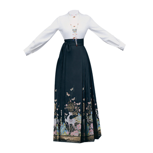 鹿蝶牡丹原创中式织金马面裙春夏国风套装明制通勤汉服2025 日常