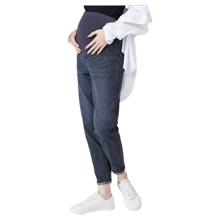 犬印孕妇春夏季牛仔裤复古老爹裤托腹休闲裤孕期宽松小脚外穿裤子
