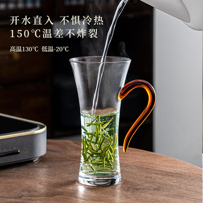 玻璃茶杯带把耐高温家用绿茶杯日式喝水杯子泡茶杯男女士个人专用