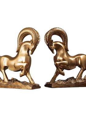 跨境创意山羊开泰摆件办公室桌面领头羊公司咖啡厅展示柜装饰品