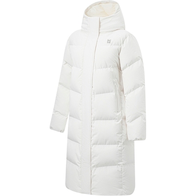 李宁防泼水宽松连帽女长羽绒服