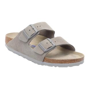 BIRKENSTOCK勃肯德国进口女款牛皮绒面革软底灰色Arizona双扣拖鞋