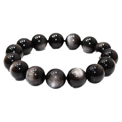 如鸿天然水晶手链银原矿石猫眼